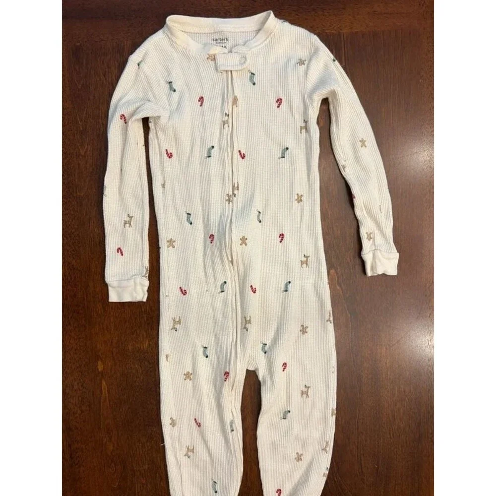 Carter’s Toddler Zip Up Footie Pajamas Cotton Holiday Christmas Size 4T